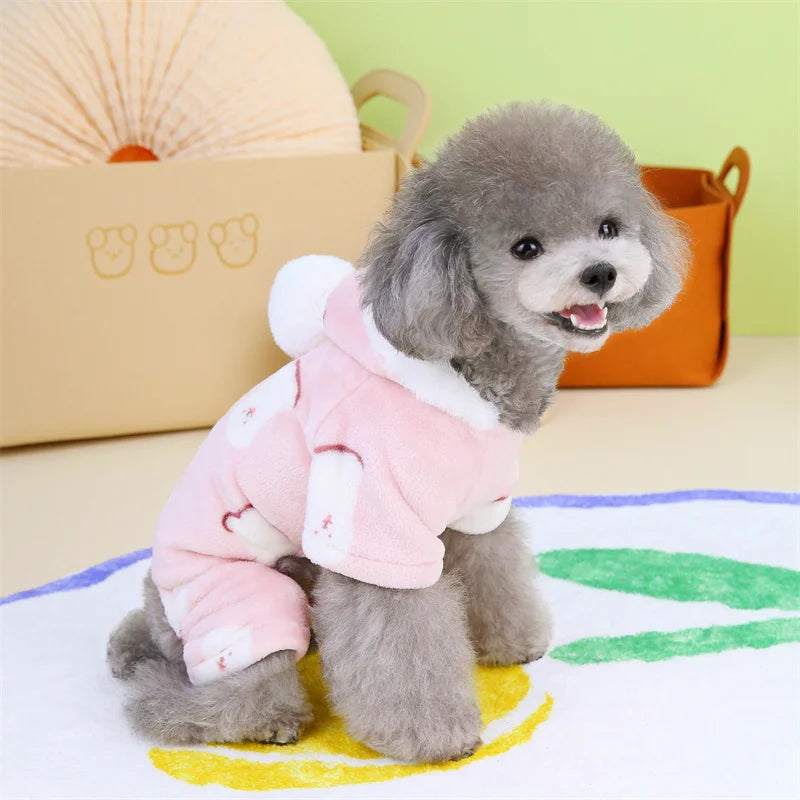 Winter Warm Fleece Pet Dog Jumpsuit for Small Medium Dogs Puppy Cat Pajamas Coat Chihuahua Clothes Pets Costume Yorkie Outfits