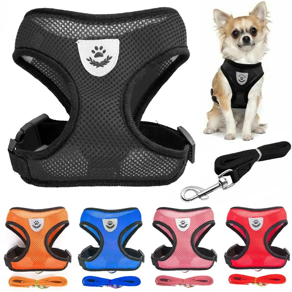 Pettorina  Mesh Fabric Dog Leash Soft Comfortable Pet Harness Puppy Cat Vest Collar Pet Supplies For Chihuahua Pug Bulldog