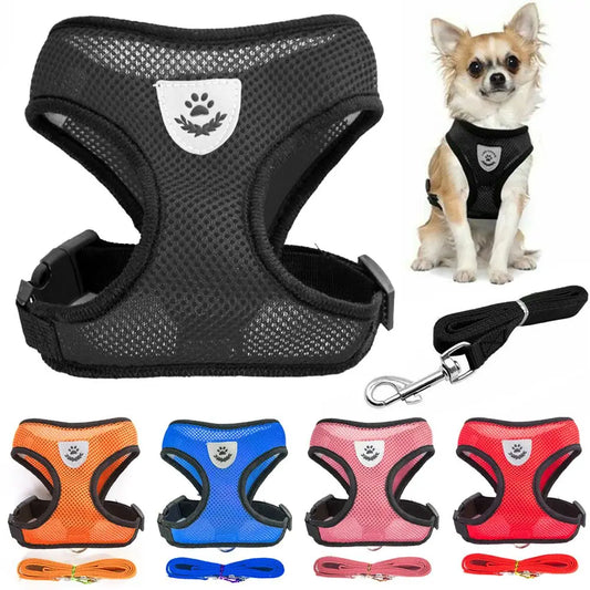 Pettorina  Mesh Fabric Dog Leash Soft Comfortable Pet Harness Puppy Cat Vest Collar Pet Supplies For Chihuahua Pug Bulldog