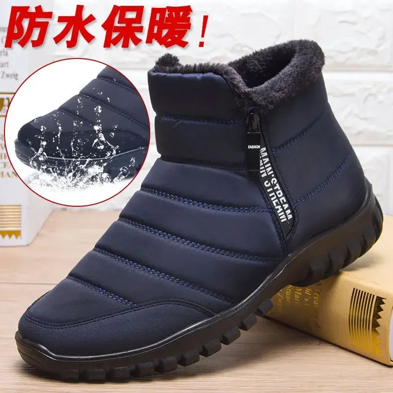 Stivali Winter men's snow boots, double zippered waterproof shoes rain boots fishing Winter Warm Boots men's boots