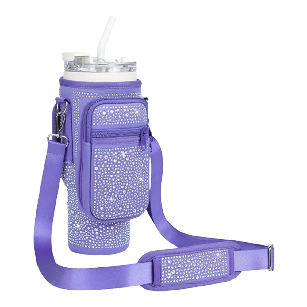 Water Bottle Case Cover Bag With Adjustable Shoulder Strap For Stanley Quencher Cup Sleeve Neoprene Bottle Holder Pouch