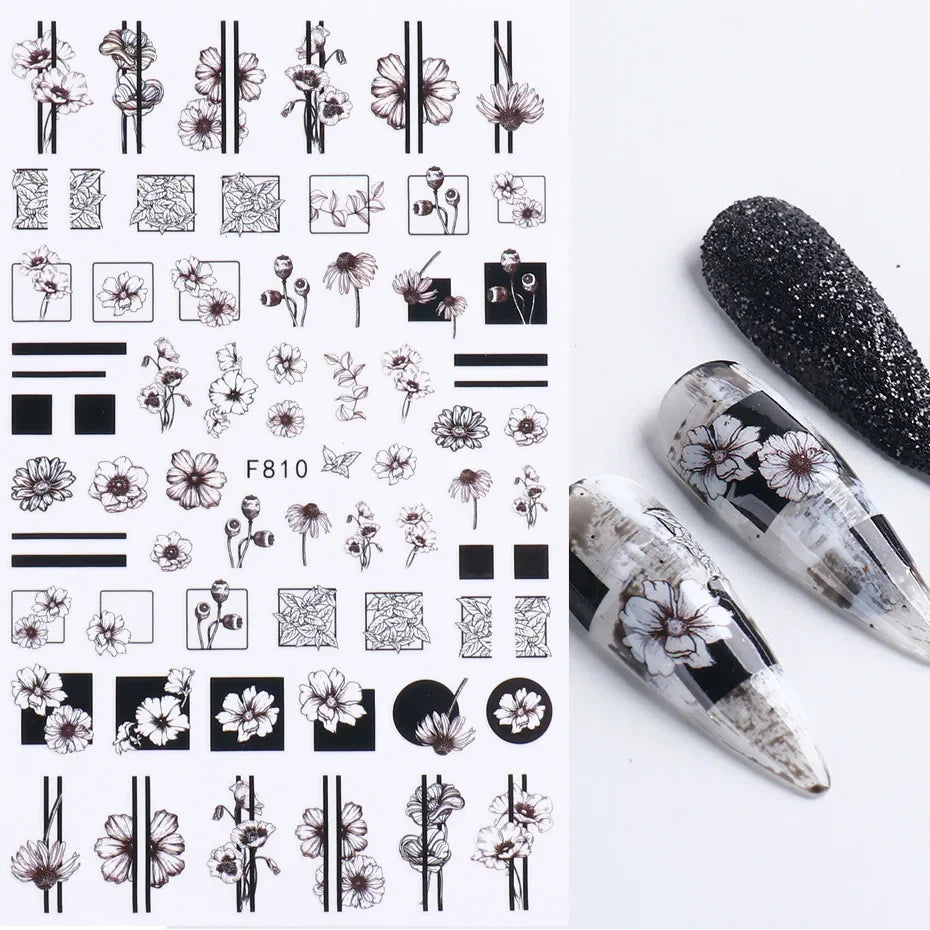 Winter Christmas Nail Sticker Snowflake Magpie Bird 3D Slider Leaf Halloween New Year Design Decoration Manicure 2023 Trend Foil