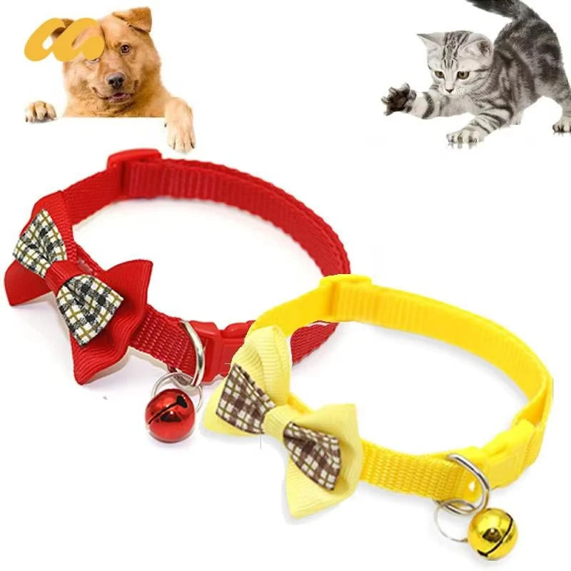 1PC Cute Dog Collar Bow Adjustable Bow Tie Beautiful Collar With Bell For Cats Rabbits And Puppies Pet Supplies Dog Accessories