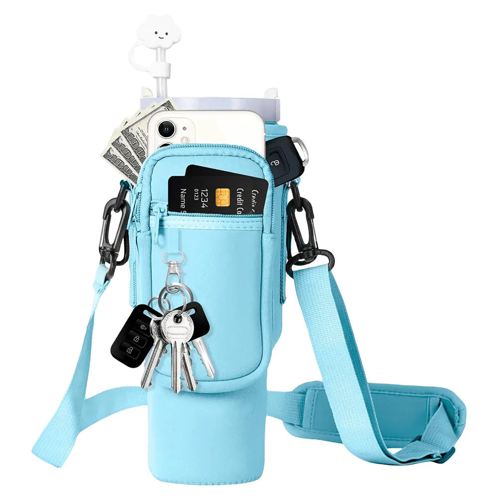 Water Bottle Case Cover Bag With Adjustable Shoulder Strap For Stanley Quencher Cup Sleeve Neoprene Bottle Holder Pouch