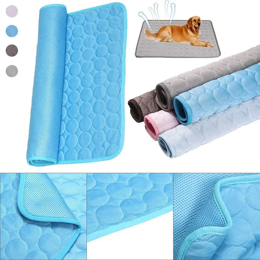Pet Cooling Mat Dog Cat Sleeping Pad Cool Ice Silk Moisture-proof Mattress Cushion Summer Small Animal Cold Bed 5 sizes