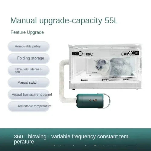 001-Box Asciugatrice Professionale Cani Gatti, Ioni, 20-45°C, Silenziosa⚠️