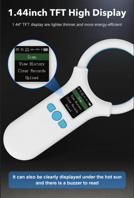 W91A Animal RFID Reader 134.2Khz/125Khz Pet FDX-B EMID Adjustable Sound Brightness USB Dog Cat Horse Handheld Microchip Scanner