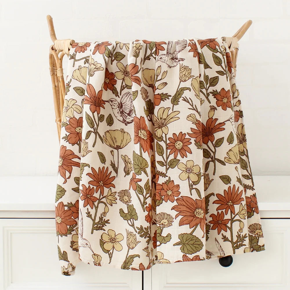 Teddy Bear Muslin Swaddle Baby Blanket Super Soft 70% Bamboo 30% Organic Cotton 2 Layers Infant Baby Swaddle Wrap Blanket