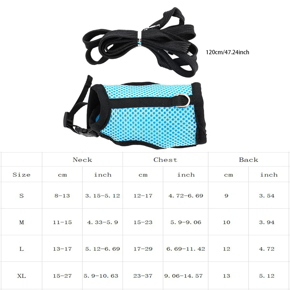 03-Imbracatura con guinzaglio Set per conigli Gilet traspirante per animali domestici.