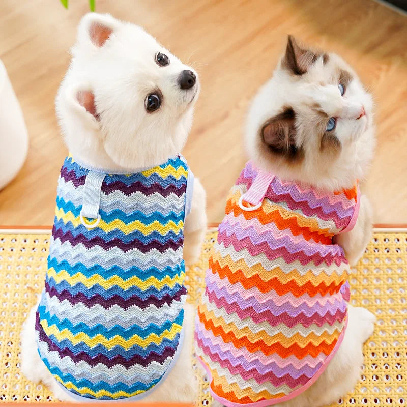 Vestiti Pet Cat Clothes Breathable Kitty Clothing Dogs Soft Vests Summer Shirt Casual T-Shirt for Small Pet Costume Supplies Wholesale