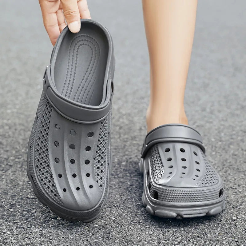 Shevalues Fashion Men Clogs Slippers Casual Hole Beach Sandals Outdoor Men Garden Shoes Summer Soft Sandals Home Bathroom Slides