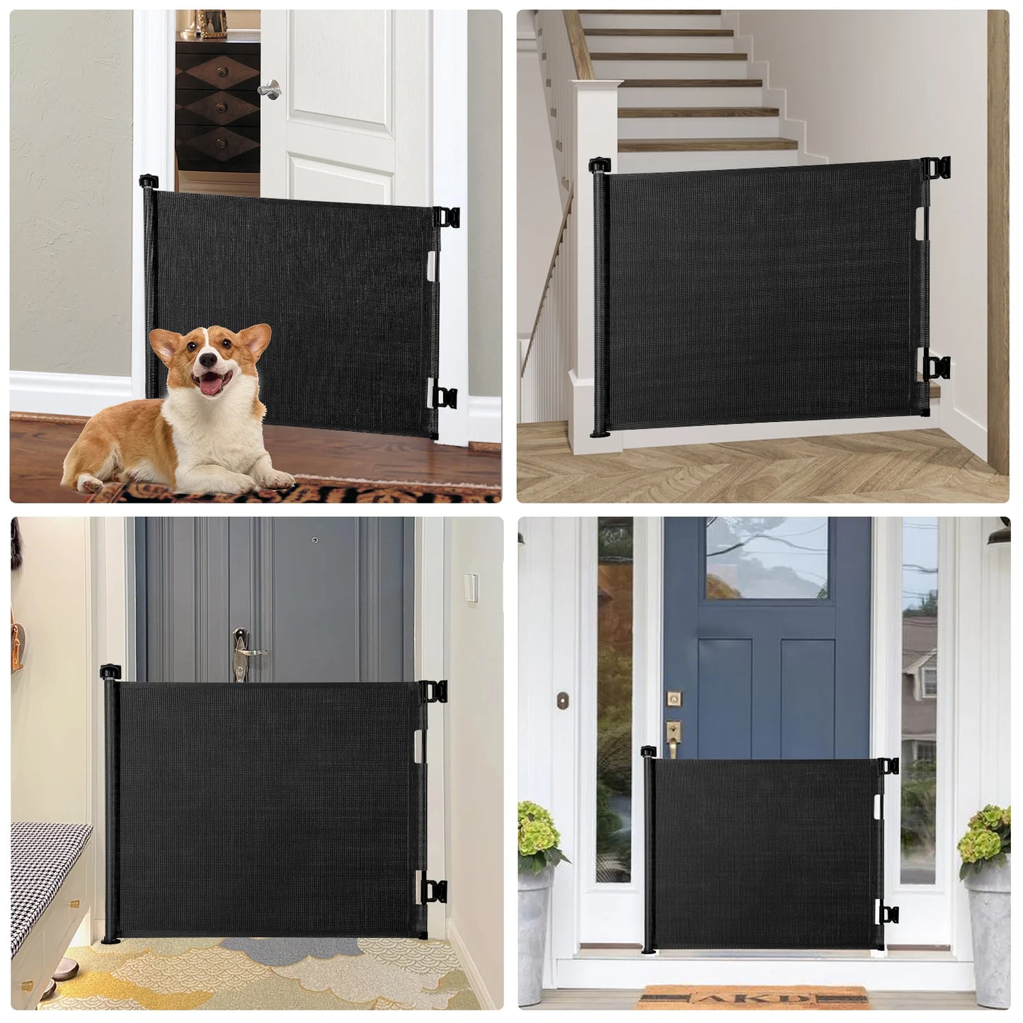 [UK Stock] Dog Fences Pet Dog Barrier Fences Stair Gates for Dogs, Retractable Stair Gate Portable Baby Safety Gate for Child