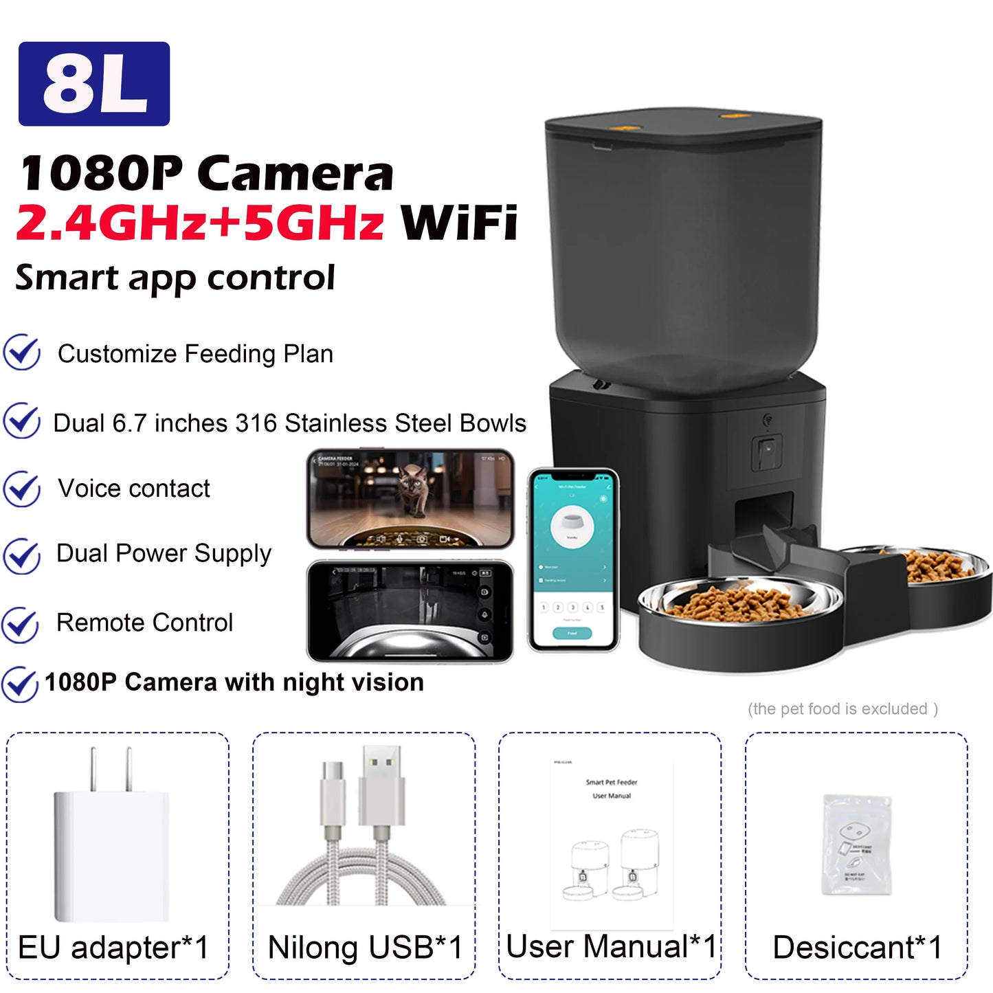 001-Dispenser 8 litri videocamera 1080p Video 5G WiFi Registratore vocale