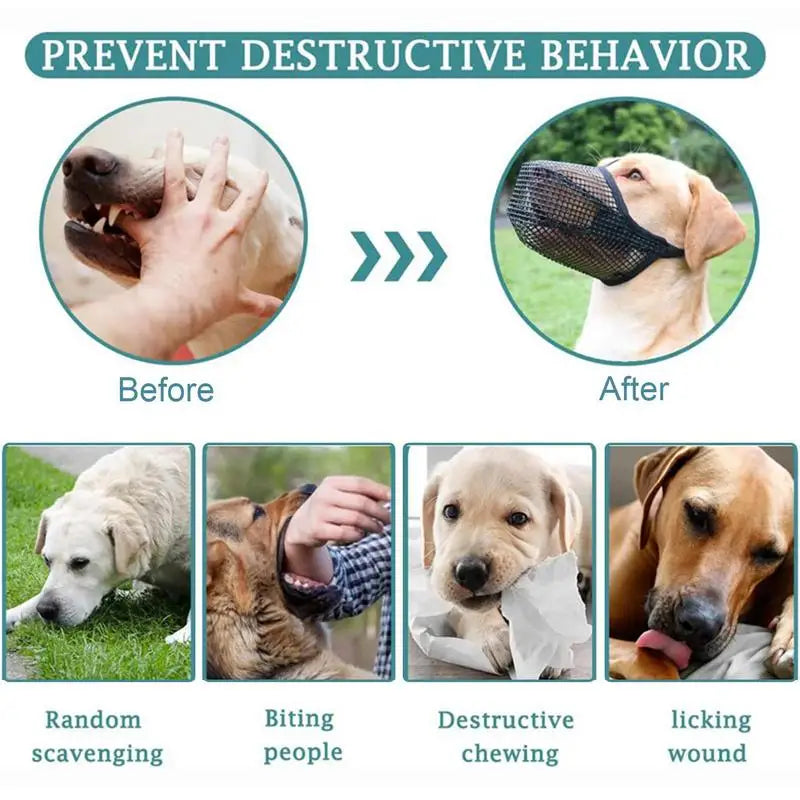 Pet Dog Adjustable Mask Bark Bite Mesh Mouth Muzzle Grooming Anti-bite Stop Chewing Muzzle Pets Accessories
