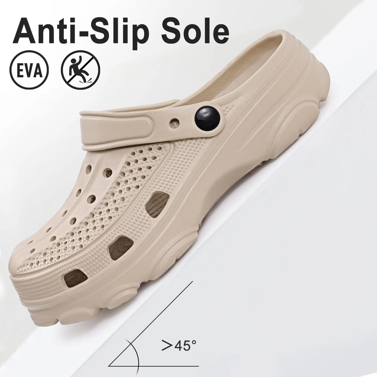 Shevalues Fashion Men Clogs Slippers Casual Hole Beach Sandals Outdoor Men Garden Shoes Summer Soft Sandals Home Bathroom Slides