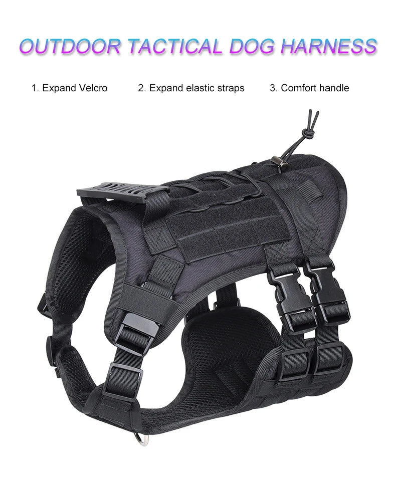Pettorina Tactical Dog Harness with Handle and Leash Military Dog Walking Accessory for Rottweiler Medium Large Dog Puppy Harness