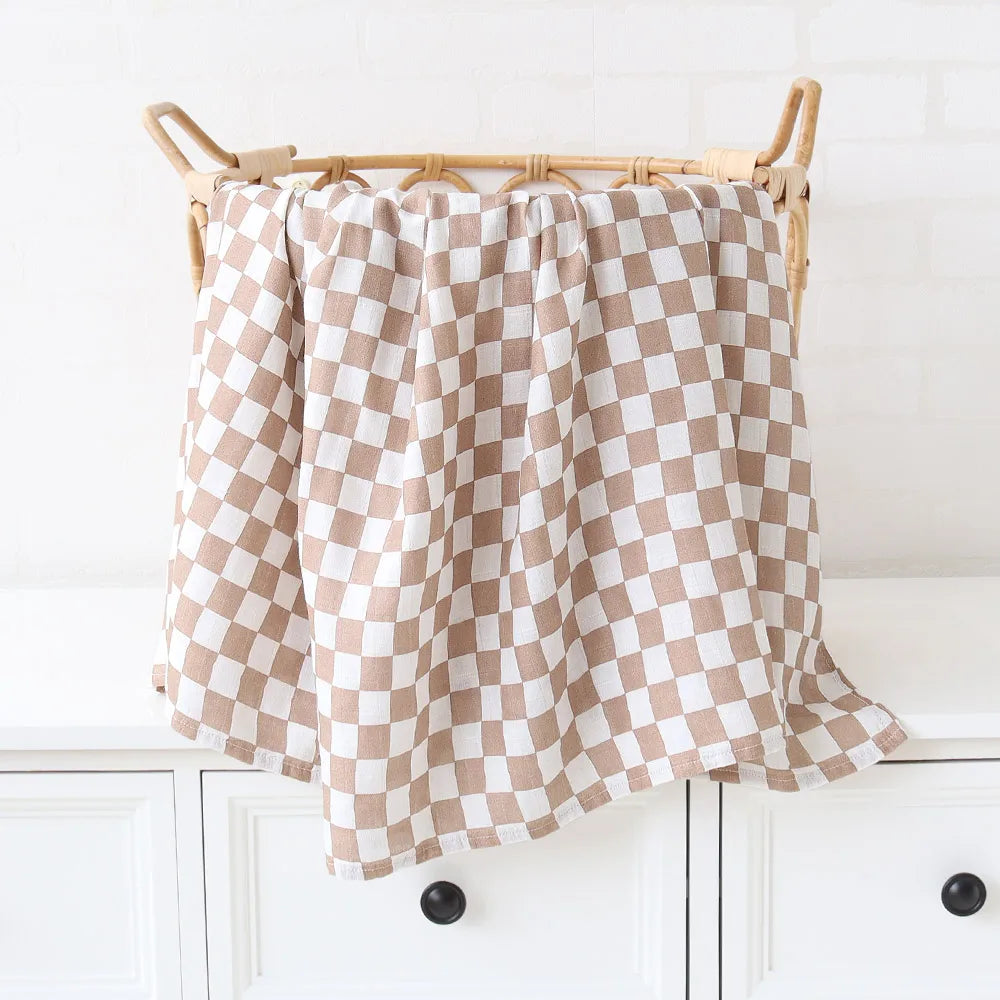 Teddy Bear Muslin Swaddle Baby Blanket Super Soft 70% Bamboo 30% Organic Cotton 2 Layers Infant Baby Swaddle Wrap Blanket