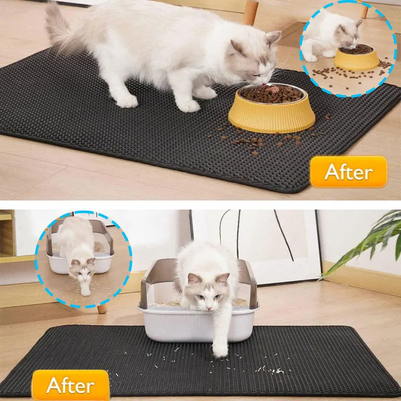 Tappetini Pet Cat Litter Mat Waterproof Double Layer Cat Litter Trapping Pet Litter Box Mat Clean Pad Products For Cats Accessories