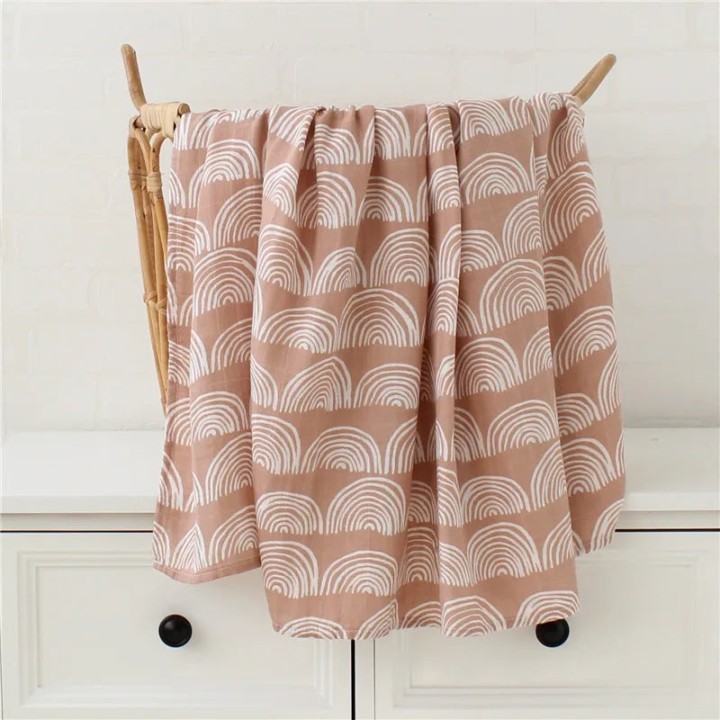 Teddy Bear Muslin Swaddle Baby Blanket Super Soft 70% Bamboo 30% Organic Cotton 2 Layers Infant Baby Swaddle Wrap Blanket