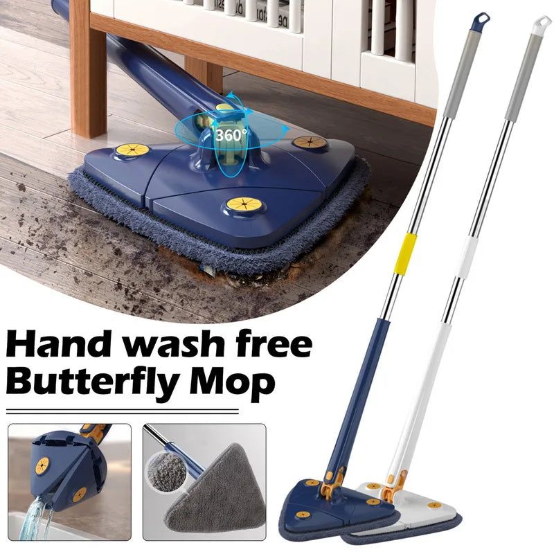 Triangular Mop Clean Tiles Extendable Triangle 360° Swivel Mop Floor Cleaning Squeeze Mops Self-spin Wall Ceiling Cleaning Tools
