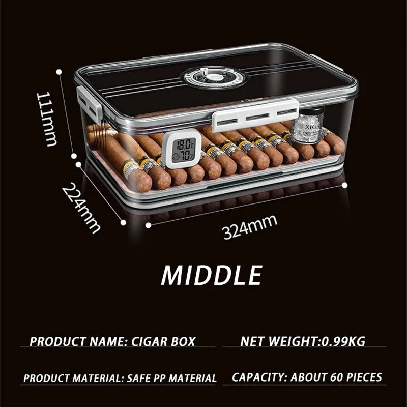 Portable Sealed Cigar Box Humidor Cedar WoooShelf Multifunction with Hygrometer PP MateriaCapacity 100 pcs