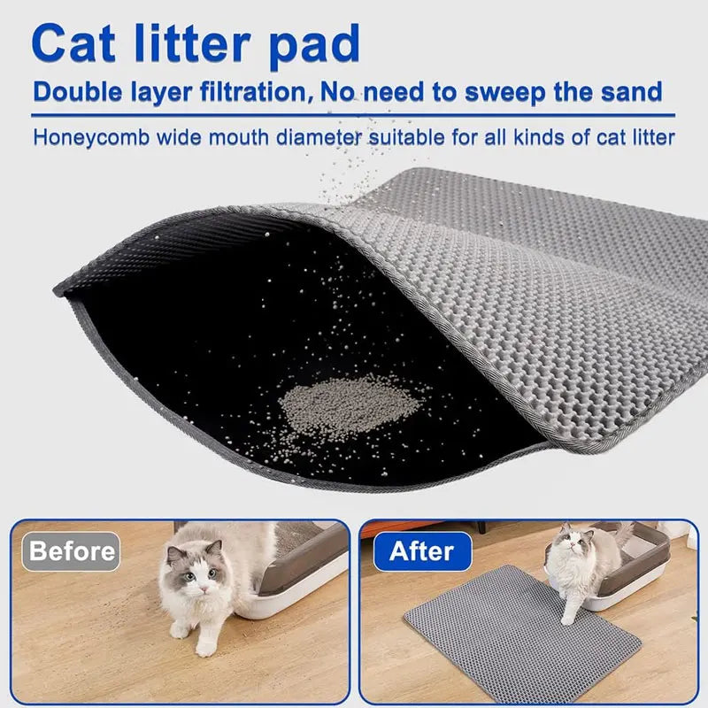 Tappetini Pet Cat Litter Mat Waterproof Double Layer Cat Litter Trapping Pet Litter Box Mat Clean Pad Products For Cats Accessories