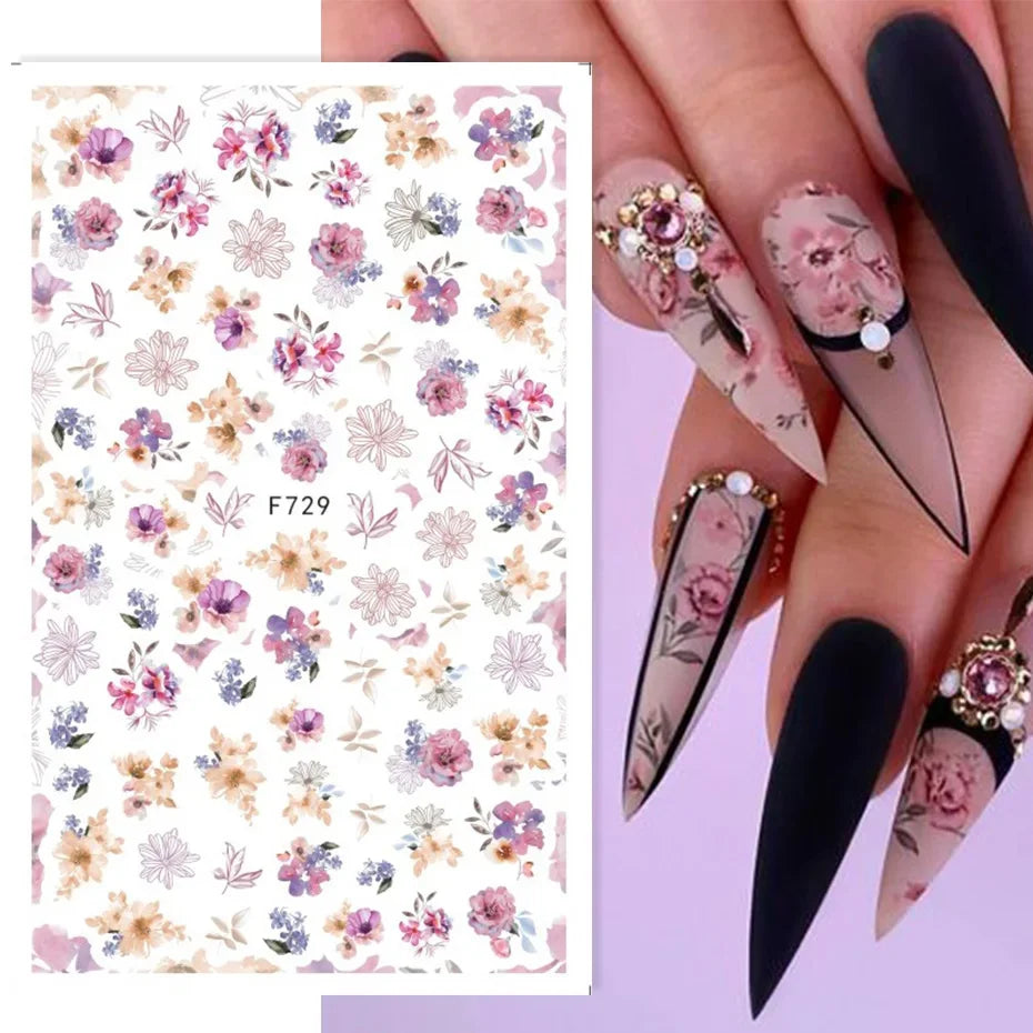 Winter Christmas Nail Sticker Snowflake Magpie Bird 3D Slider Leaf Halloween New Year Design Decoration Manicure 2023 Trend Foil