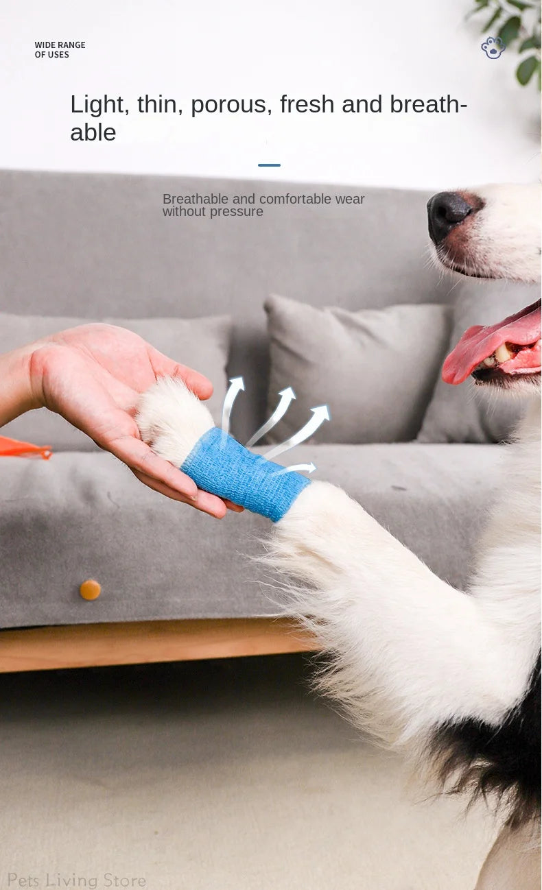 Self-adhesive Elastic Bandage For Pet Nonwoven Bandage Cover Protector Dog Outdoor Retractable Sports Tape Self Adherent Bandage