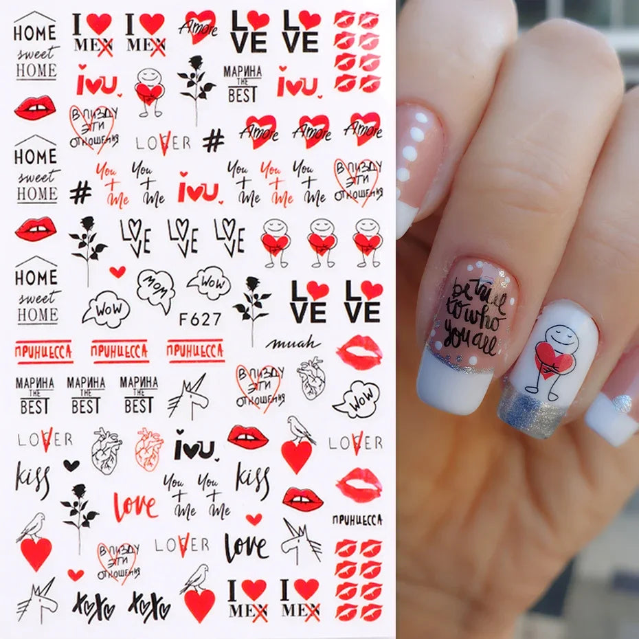 Winter Christmas Nail Sticker Snowflake Magpie Bird 3D Slider Leaf Halloween New Year Design Decoration Manicure 2023 Trend Foil