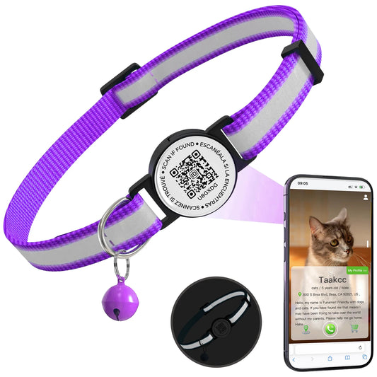 001-Collare per Gatti con QR Code e Fibbia di Sicurezza Breakaway