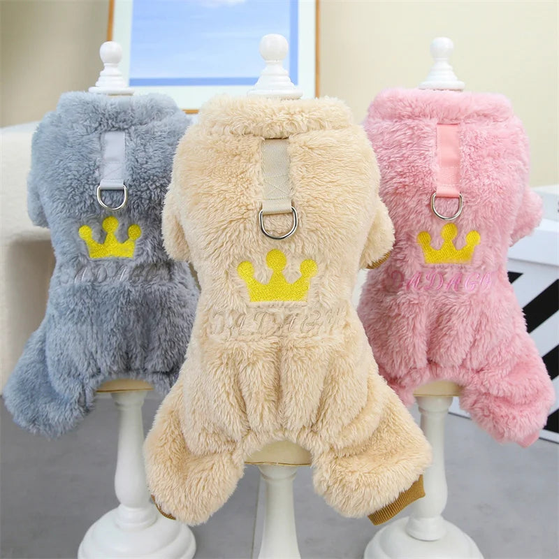Winter Warm Fleece Pet Dog Jumpsuit for Small Medium Dogs Puppy Cat Pajamas Coat Chihuahua Clothes Pets Costume Yorkie Outfits