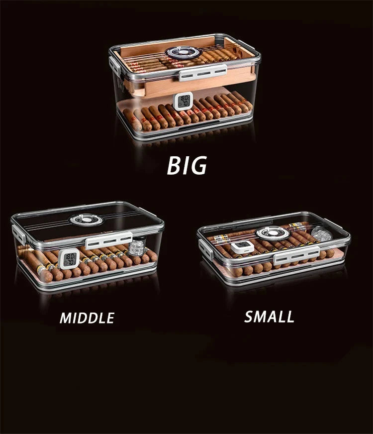 Portable Sealed Cigar Box Humidor Cedar WoooShelf Multifunction with Hygrometer PP MateriaCapacity 100 pcs