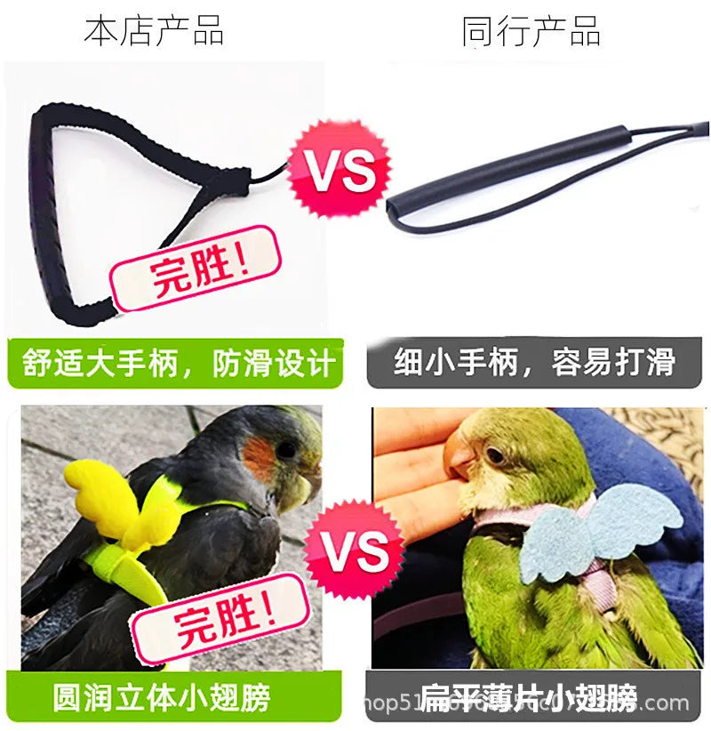 앵무새 Adjustable Parrot Bird Harness Leash Set Training Harness Parrots Outdoor Flying Rope Cockatiel Small Birds Supplie