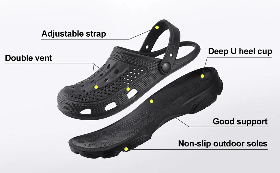 Shevalues Fashion Men Clogs Slippers Casual Hole Beach Sandals Outdoor Men Garden Shoes Summer Soft Sandals Home Bathroom Slides