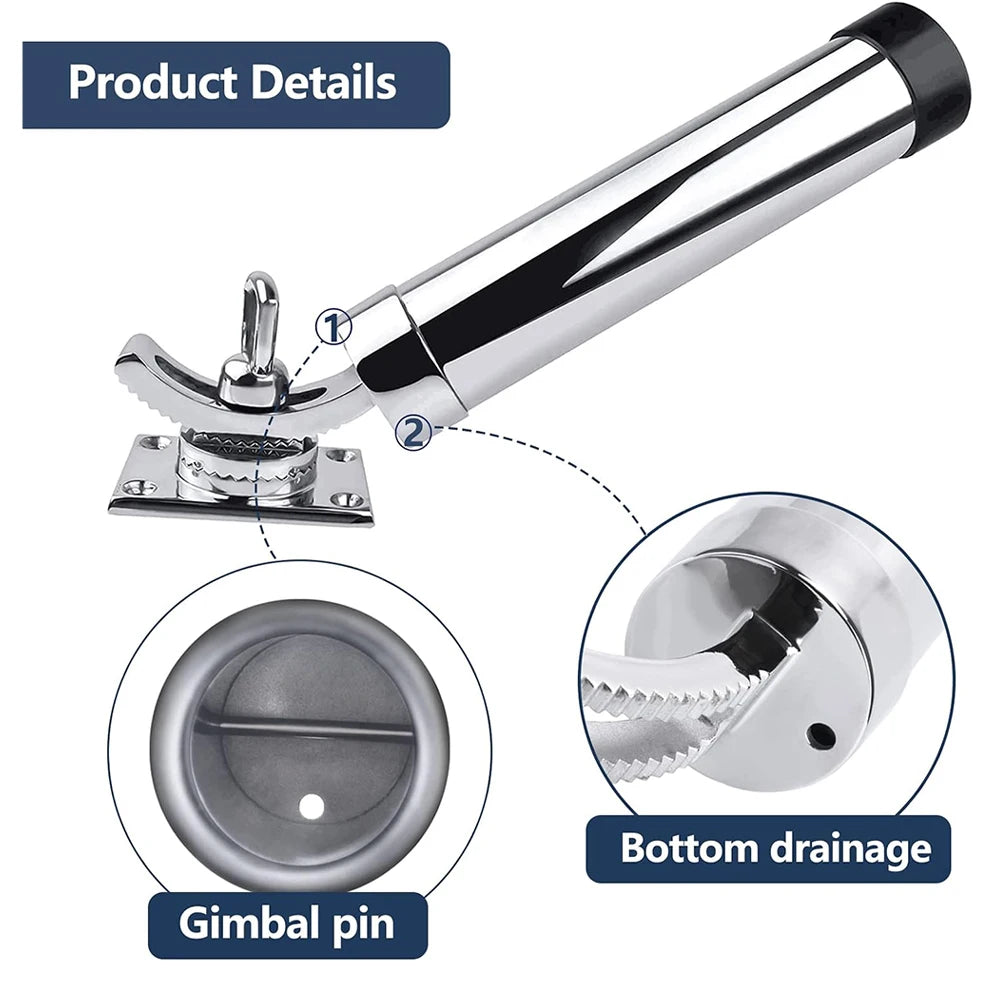 Supporti Fishing Boat Rod Holder Adjustable Rod 316 Stainless Steel Deck Mounted Rod Holder for Deck Yacht Marine  Universal Boat Gear
