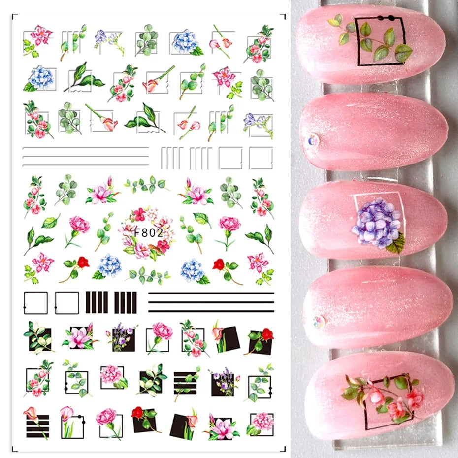 Winter Christmas Nail Sticker Snowflake Magpie Bird 3D Slider Leaf Halloween New Year Design Decoration Manicure 2023 Trend Foil