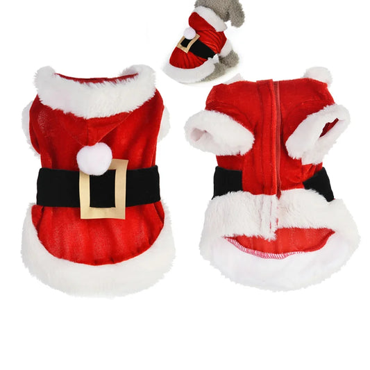 Vestiti Santa Christmas Costume Clothes for Pet Small Dogs Winter Dog Hooded Coat Jackets Puppy Cat Clothing Chihuahua Yorkie Gift