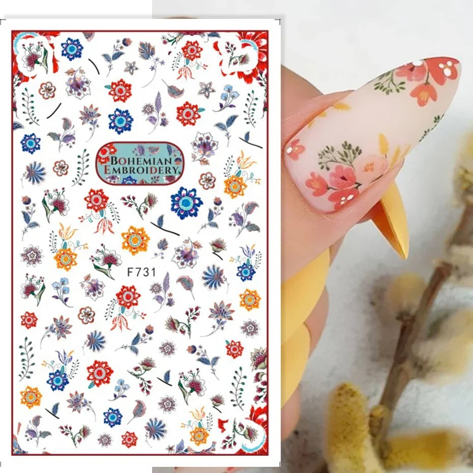 Winter Christmas Nail Sticker Snowflake Magpie Bird 3D Slider Leaf Halloween New Year Design Decoration Manicure 2023 Trend Foil