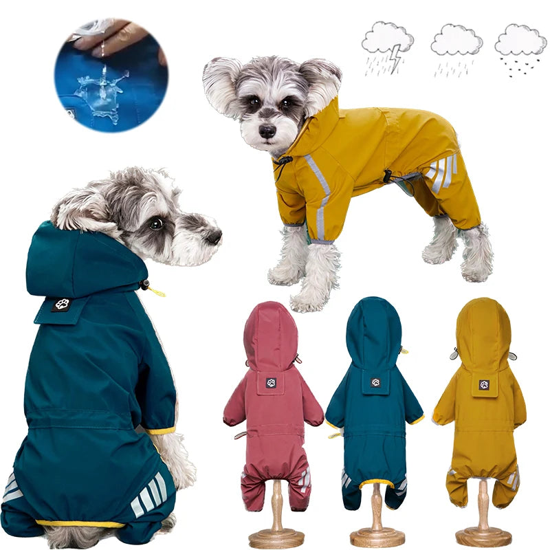Waterproof Pet Clothes PU Dog Raincoat with Hood for Small Medium Dogs Cats Jacket Chihuahua Hoodie Poodle Pug Jumpsuit Outfits