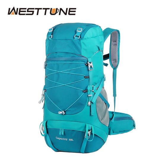 01- Zaino da trekking da 50 litri con copertura antipioggia.