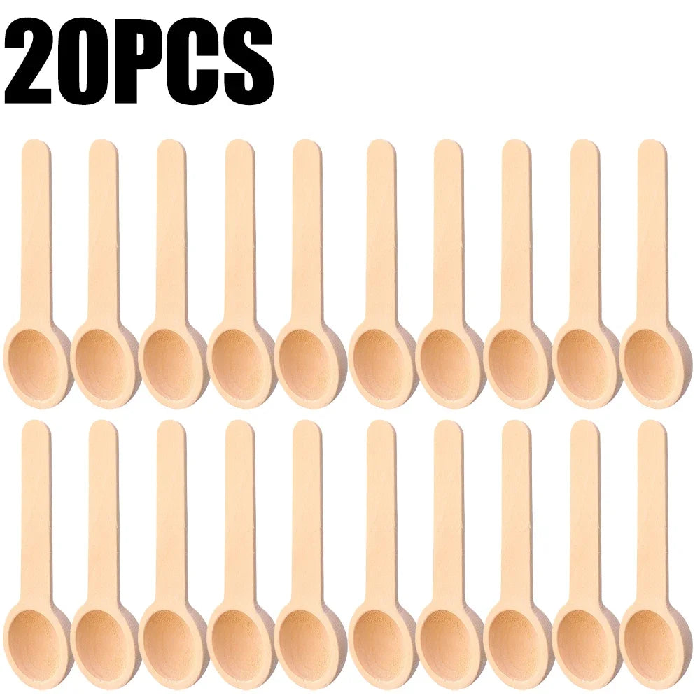 Mini Wooden Spoons Seasoning Honey Coffee Cooking Coffee Bean Salt Spice Jars Wooden Measuring Spoons Kitchen Short Handle Scoop