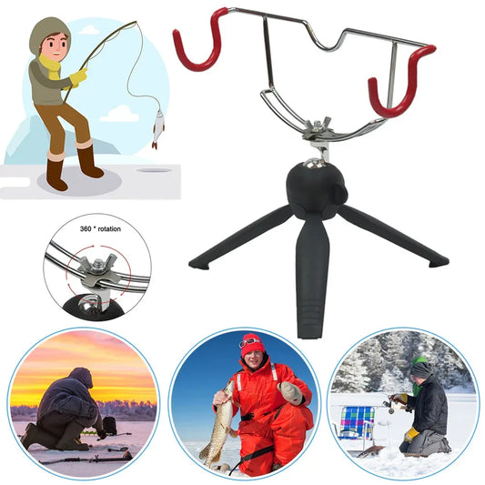 Supporti Portable Ice Fishing Rod Holder Metal Folding Rod Holder Adjustable Angle Fishing Rod Pole Holder for Winter Sea Fishing