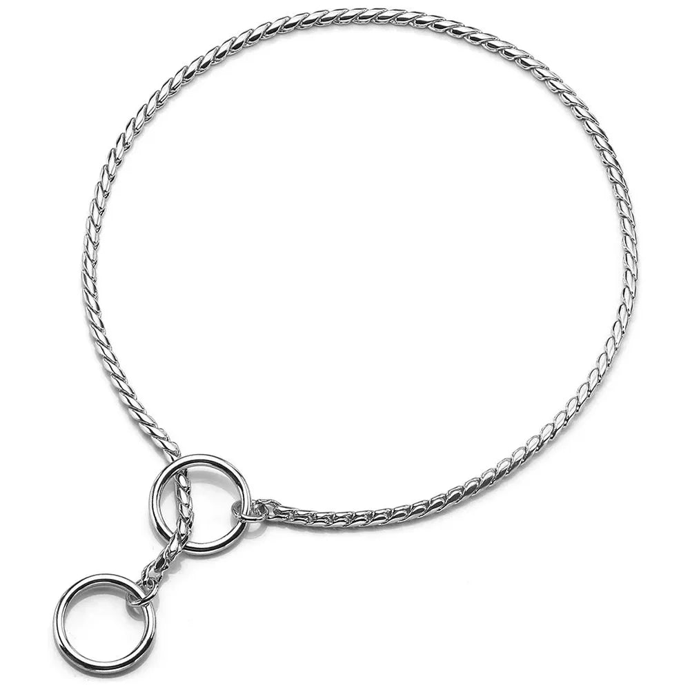 Snake Chain Dog Collar Rustproof Stainless Steel Pet Metal Slip Chains Dog Show Training Choker Collar Puppy Cuban Link Necklace