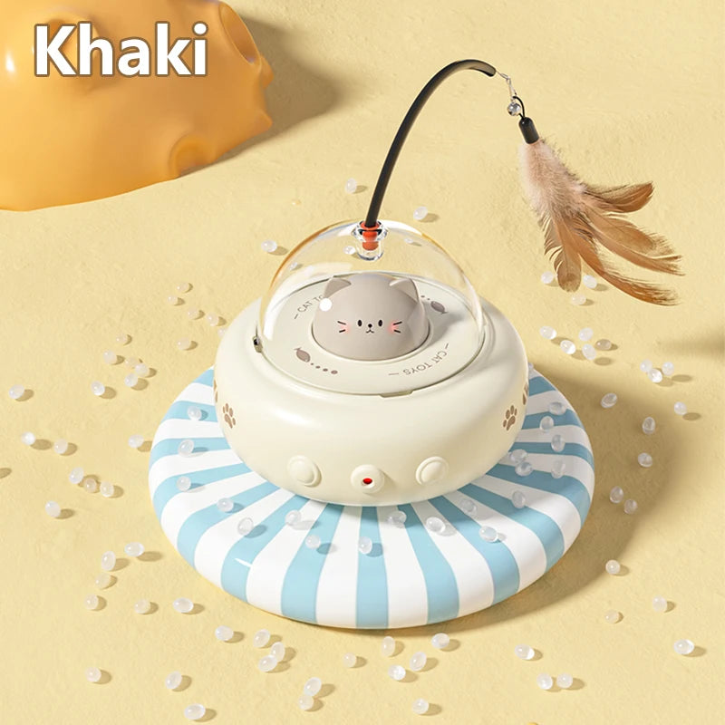 Smart Teaser Cat Toy Electric UFO Cat Teaser Stick With Bell Training Pet Toys Replaceable Feather Interactive Cat Supplies