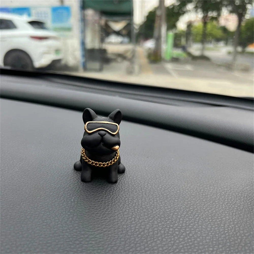 Wear-resistant Bulldog Car Ornaments Feel Comfortable Resin Material Car Dashboard Decoration Car Accessories Interior Decor