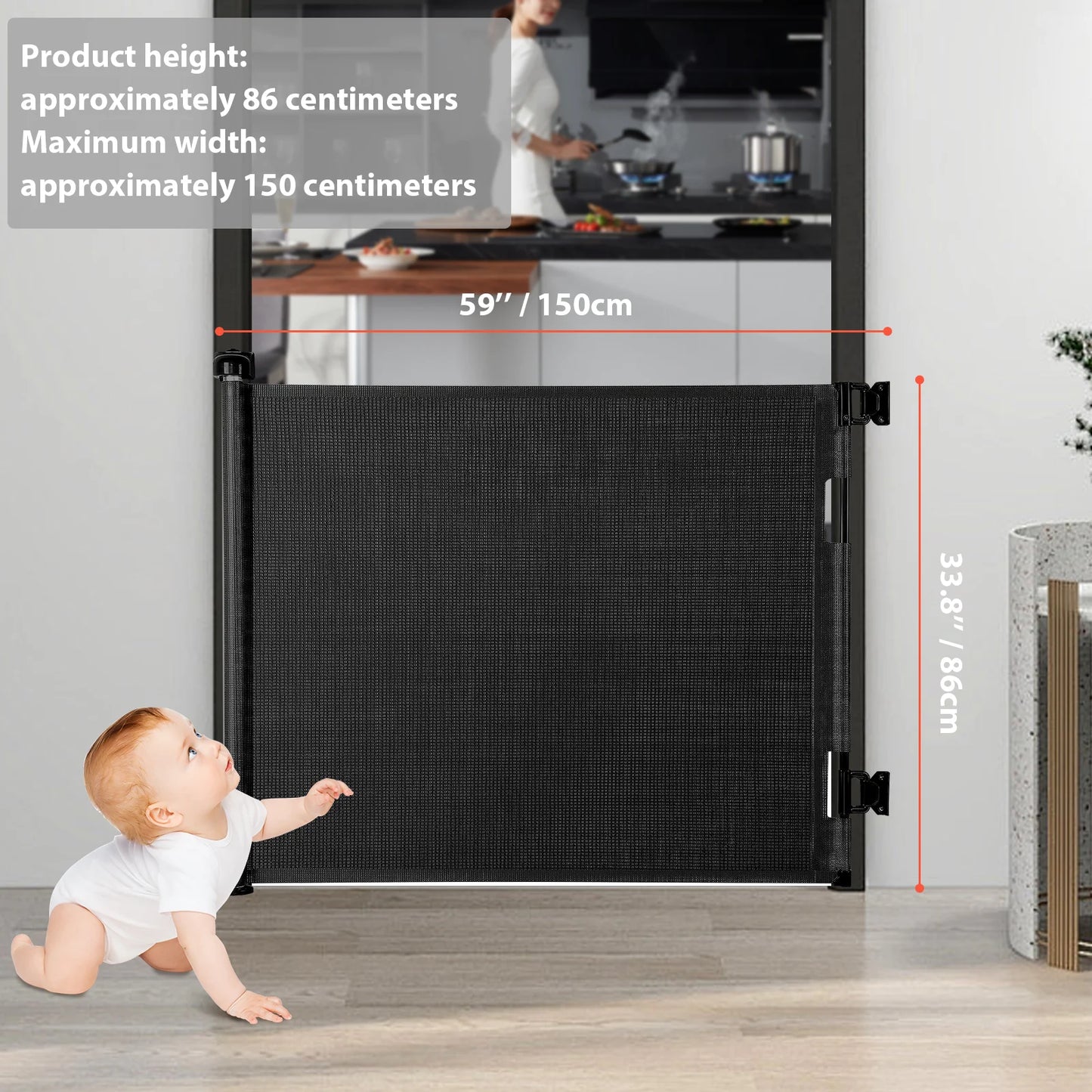[UK Stock] Dog Fences Pet Dog Barrier Fences Stair Gates for Dogs, Retractable Stair Gate Portable Baby Safety Gate for Child