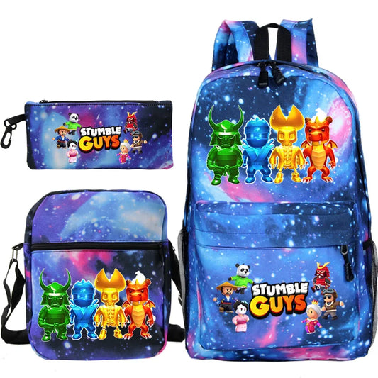 01-🎒 Stumble Guys Zaino 3 pezzi – Scuola e tempo libero