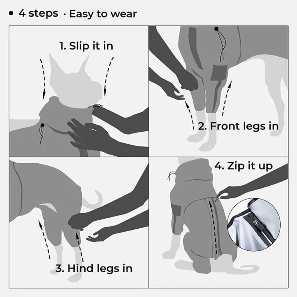 Reflective Pet Dog Jumpsuit Waterproof Raincoat Sunscreen Dog Outdoor Clothes Jacket for Small Medium Large Dog Pet Supplies