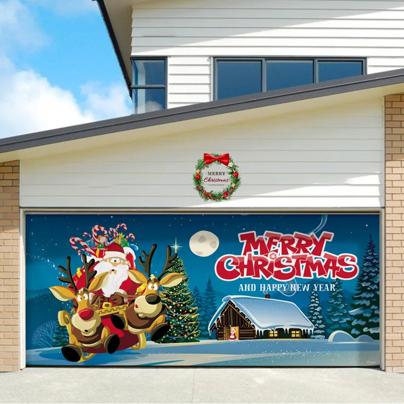 Umi Christmas Garage Door Cover Banner Large Christmas Background Hanging Garage Door Room Multi purpose Decor Christmas Poster