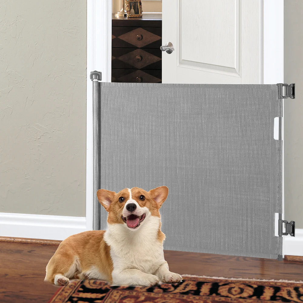 [UK Stock] Dog Fences Pet Dog Barrier Fences Stair Gates for Dogs, Retractable Stair Gate Portable Baby Safety Gate for Child